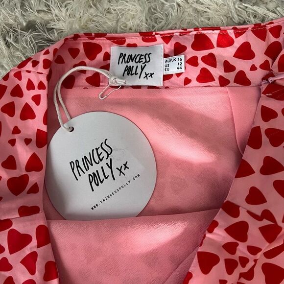NEW Pincess Polly Zacari Love Hearts Mini Skirt Pink Size 12 - Picture 4 of 8